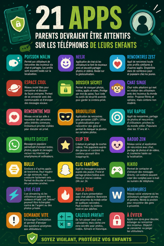 Liste de 21 applications pour le téléphone d'enfants