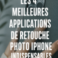 Quatre applications de retouche photo sur iPhone affichées sur un écran