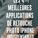 Quatre applications de retouche photo sur iPhone affichées sur un écran
