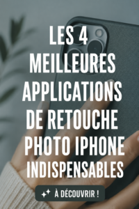 Quatre applications de retouche photo sur iPhone affichées sur un écran