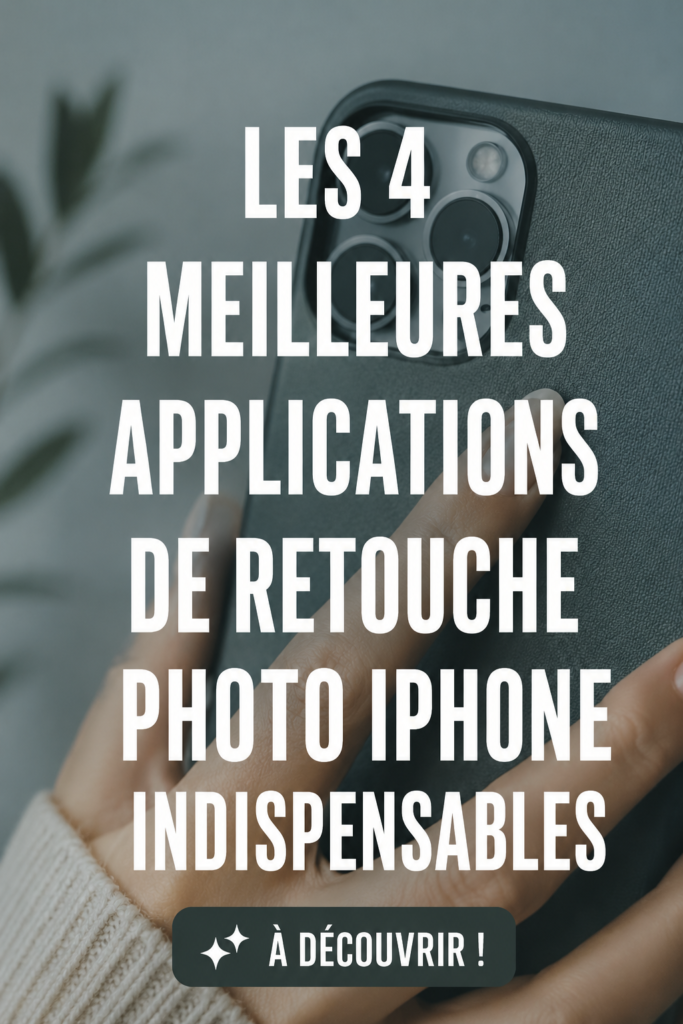 Quatre applications de retouche photo sur iPhone affichées sur un écran