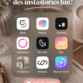 Capture d'écran d'une appli de création de stories Instagram avec des effets visuels colorés.