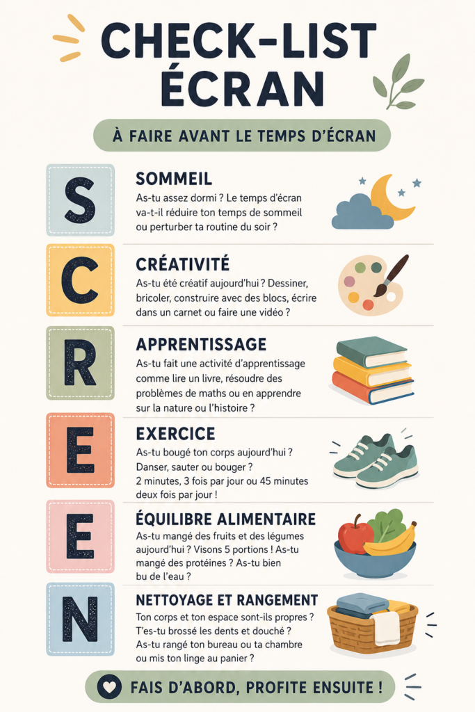 Checklist pour gérer le temps d'écran en famille