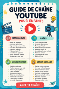 Capture d'écran représentant un enfant en train de créer une vidéo sur YouTube, axé sur la créativité et la sécurité.