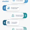 Image représentant une checklist avec des cases à cocher et des stylos, illustrant la création d'une checklist efficace.