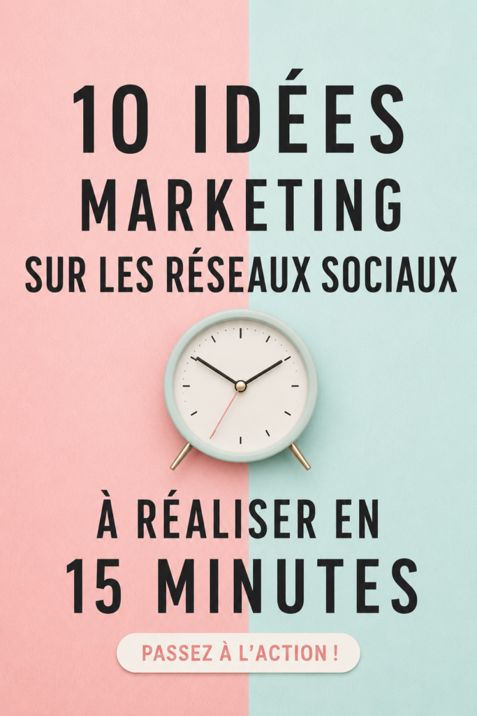 Une femme travaillant sur son ordinateur avec des graphiques de marketing sur les réseaux sociaux en arrière-plan.