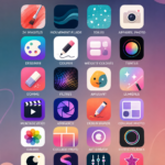 Un smartphone avec des applications créatives ouvertes.