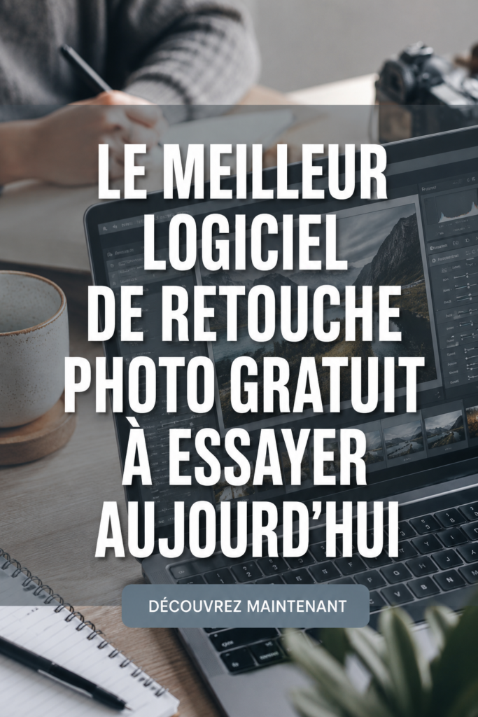 Une femme utilisant un logiciel de retouche photo sur son ordinateur, avec des images colorées à l'écran.