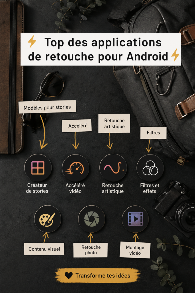 Capture d'écran d'une application d'édition photo sur un smartphone Android