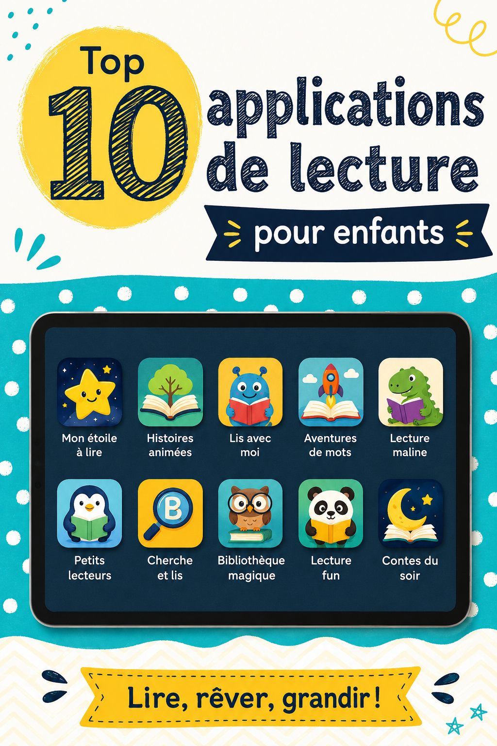 Un enfant utilisant une application de lecture sur une tablette.