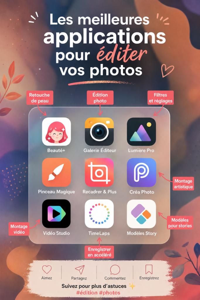 Exemples de photos retouchées à l'aide d'applications populaires