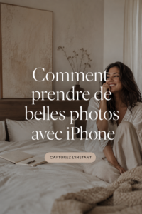 Photographie d'une femme prenant une belle photo avec son iPhone dans un cadre naturel.