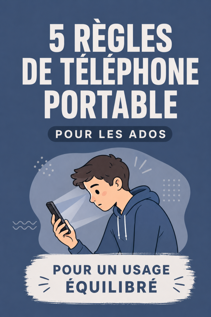 Un adolescent utilisant un téléphone en respectant des règles établies à la maison.