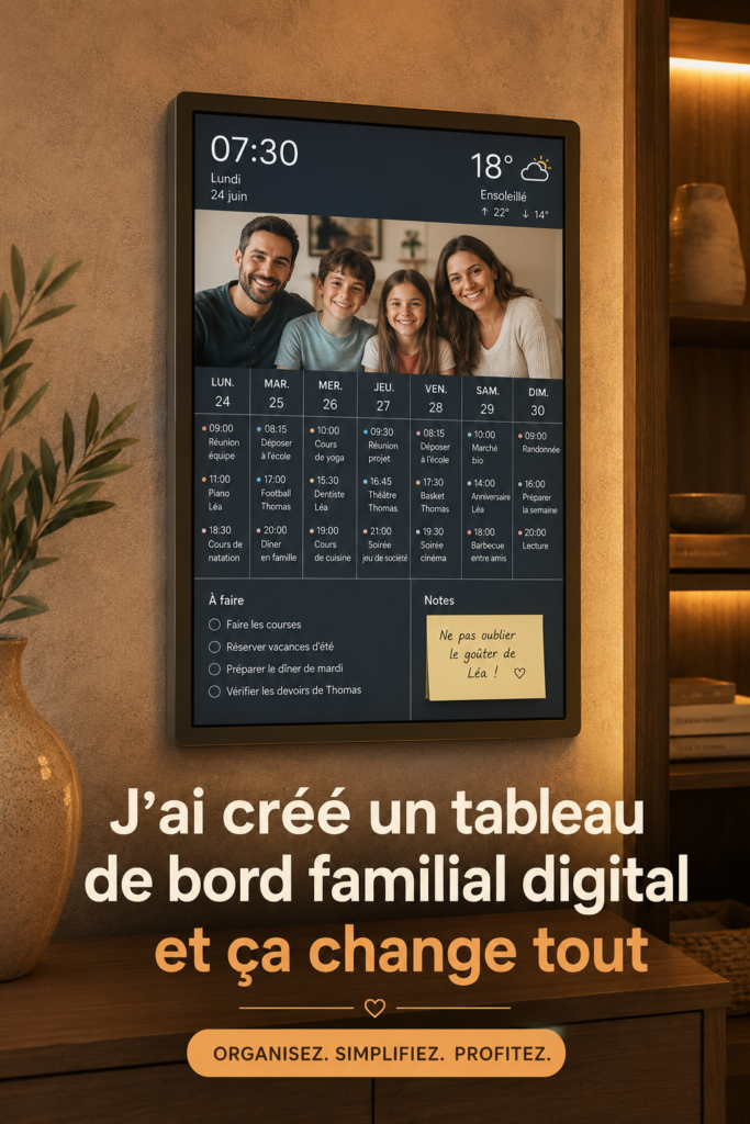 Tableau de bord familial numérique sur un écran d'ordinateur
