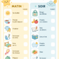 Tableau de routines visuel coloré pour enfants