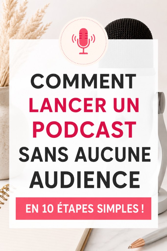 Femme en train d'enregistrer un podcast dans un studio domicile