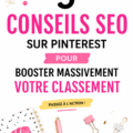 Visuel d'un tableau Pinterest avec des épingles attrayantes sur le SEO.