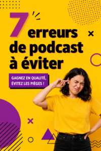 Un podcast en cours d'enregistrement avec un microphone et des écouteurs, illustrant l'importance de la qualité audio.