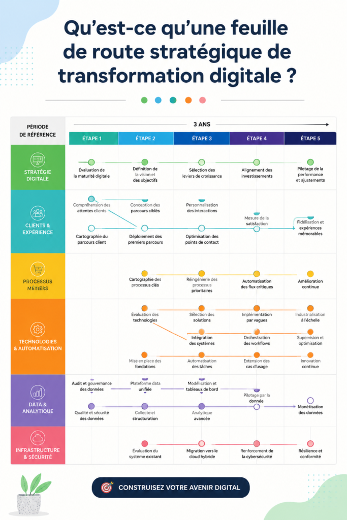 Image d'une feuille de route pour la transformation numérique, symbolisant le progrès.