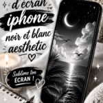 Un iPhone affichant un fond d’écran noir et blanc aesthetic élégant
