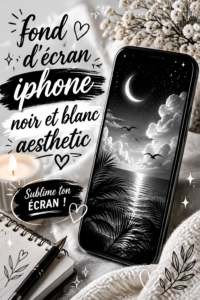 Un iPhone affichant un fond d’écran noir et blanc aesthetic élégant