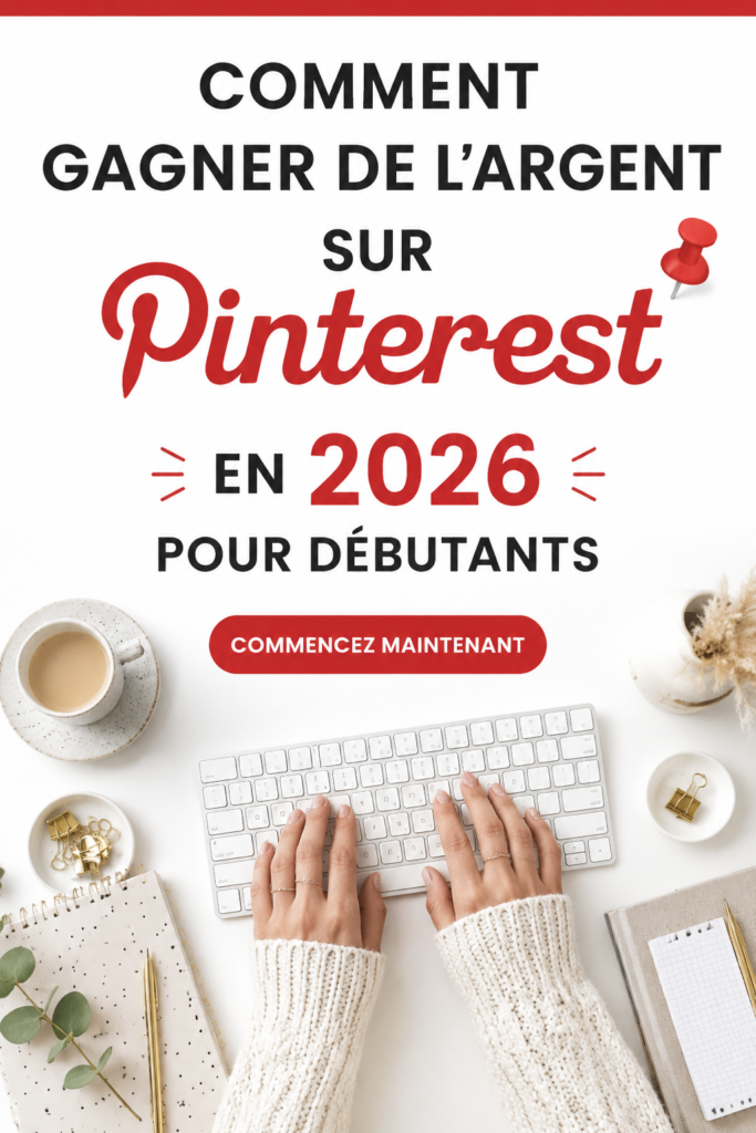 Une femme souriante qui utilise Pinterest sur son ordinateur portable pour gagner de l'argent