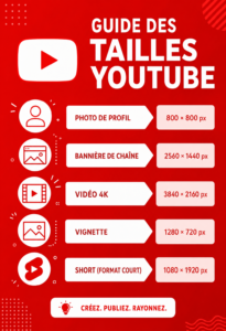 Guide des dimensions des vidéos sur YouTube avec des visuels d'exemples