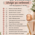 Un smartphone affichant le fil d'actualité Instagram avec des contenus lifestyle inspirants.