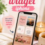 Écran d'accueil d'un iPhone avec différents widgets colorés et personnalisés