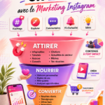 Une femme souriante utilisant Instagram sur son téléphone pour sa stratégie marketing.