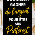 Une femme explore des idées de monétisation sur Pinterest, entourée d'épingles créatives.