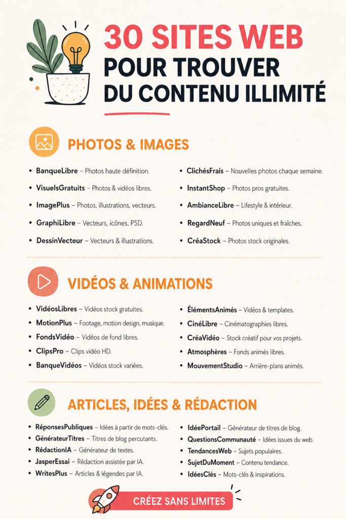 Capture d'écran d'un site web offrant un contenu diversifié
