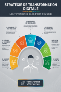 Stratégie de transformation numérique avec des graphiques et outils numériques