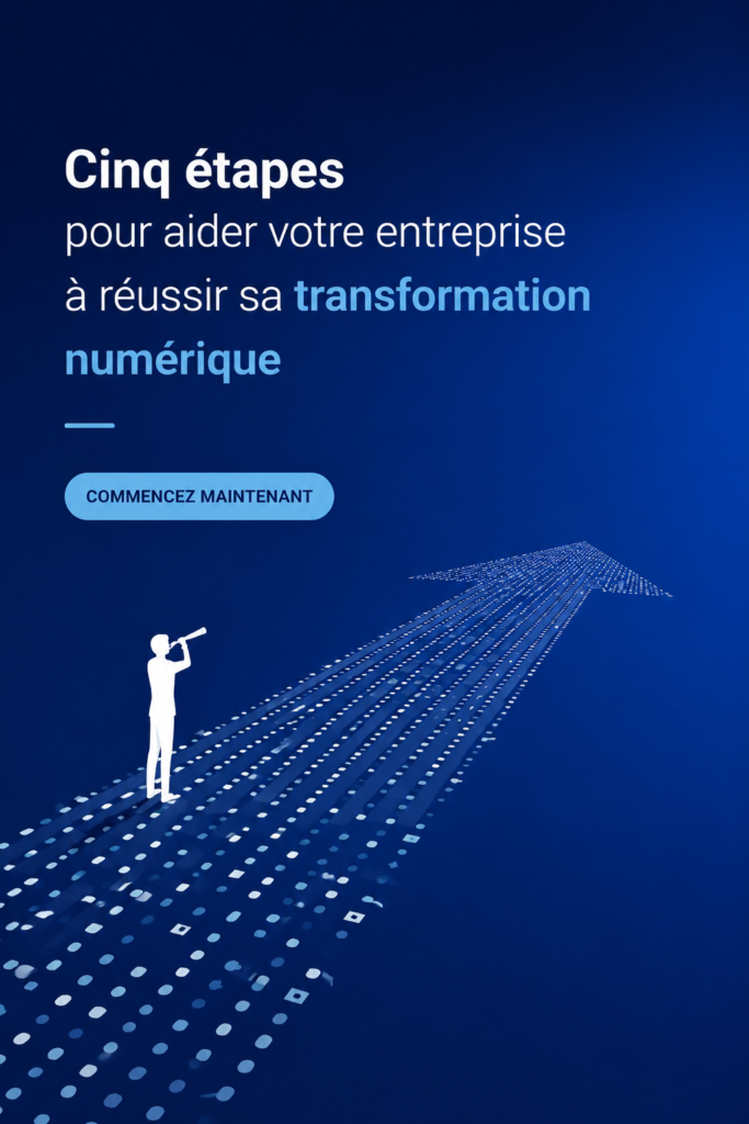 Une femme en entreprise discutant des stratégies de transformation digitale