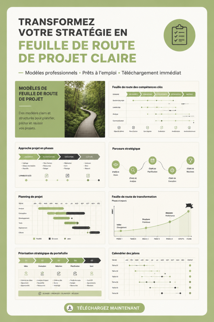 Image d'un tableau blanc avec une feuille de route de projet bien définie, symbolisant la clarté stratégique.