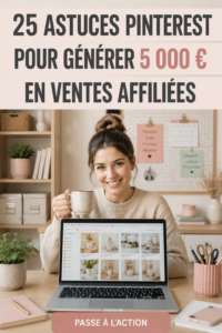 Une femme heureuse utilisant Pinterest pour booster ses revenus d'affiliation.
