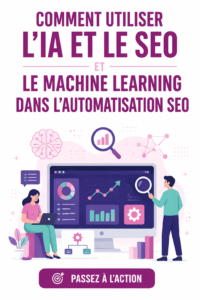 Une femme utilisant un ordinateur pour explorer des stratégies SEO avec IA.