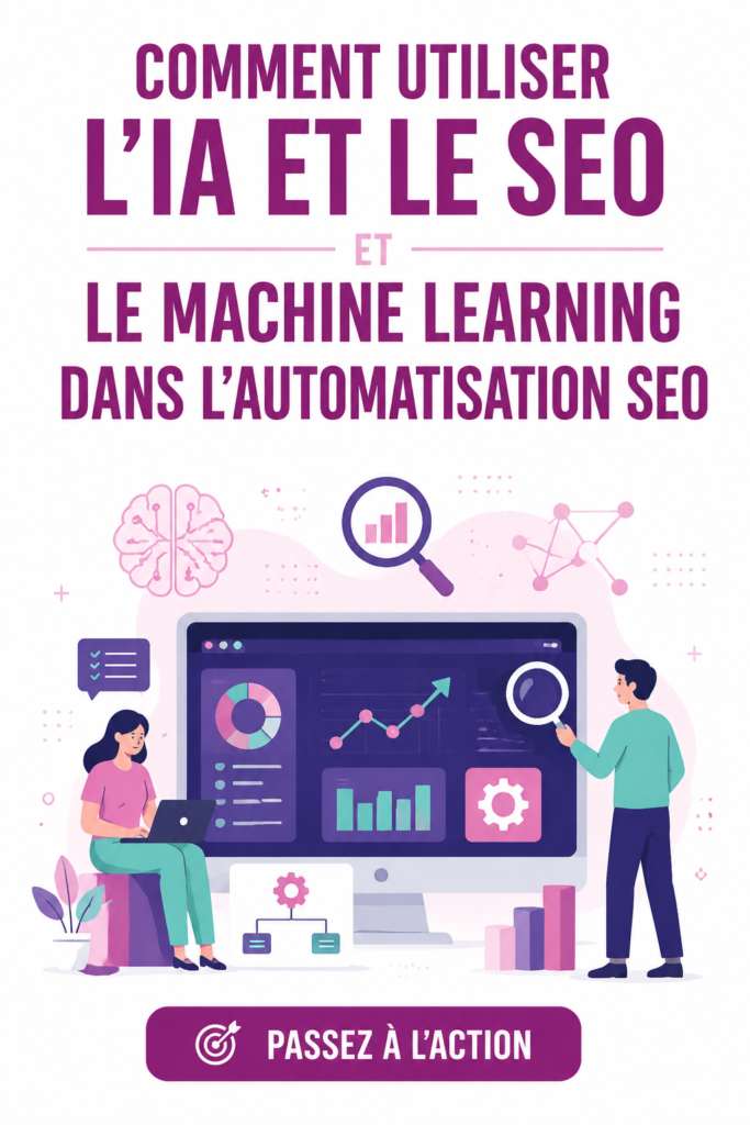 Une femme utilisant un ordinateur pour explorer des stratégies SEO avec IA.