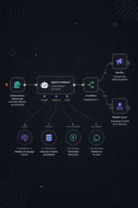 Capture d'écran de l'interface de n8n montrant divers workflows d'automatisation