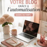 Femme utilisant un ordinateur portable pour automatiser son blog