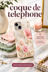 Coques de téléphone colorées en exposition sur une table