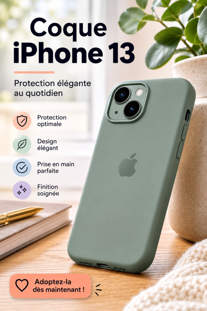 Une sélection de coques colorées et protectrices pour iPhone 13 sur une table