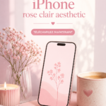 Un iPhone affichant un fond d'écran rose clair aesthetic chic et tendance.