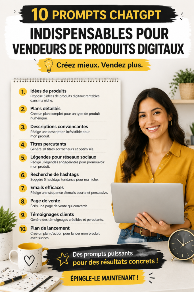 Une femme entrepreneure utilisant ChatGPT pour développer ses produits numériques.