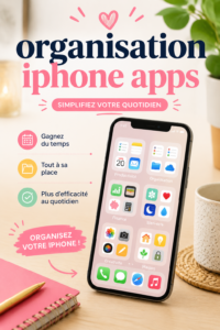 Écran d'accueil d'un iPhone avec des applications bien organisées.
