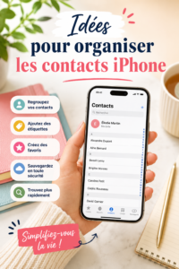 Image montrant un écran d'iPhone avec une liste de contacts bien organisée.