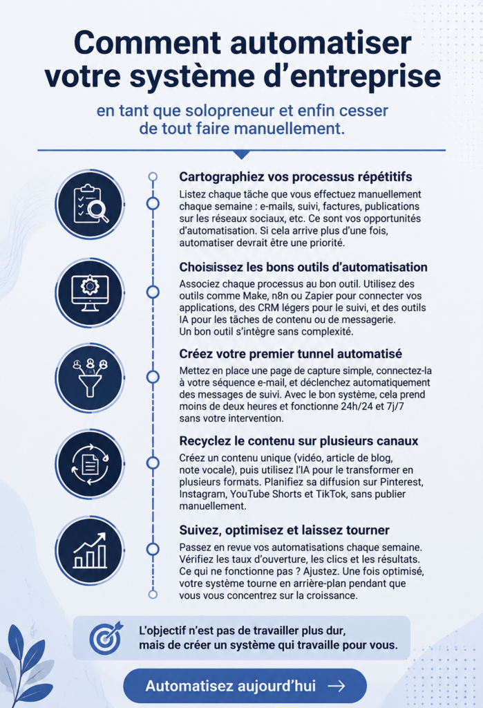 Image illustrant des outils numériques pour automatiser une entreprise de solopreneur