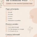 Checklist pour la création de contenu web sur une table en bois.