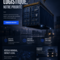 Une femme utilisant un ordinateur pour créer un site web logistique