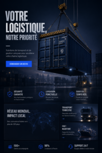Une femme utilisant un ordinateur pour créer un site web logistique